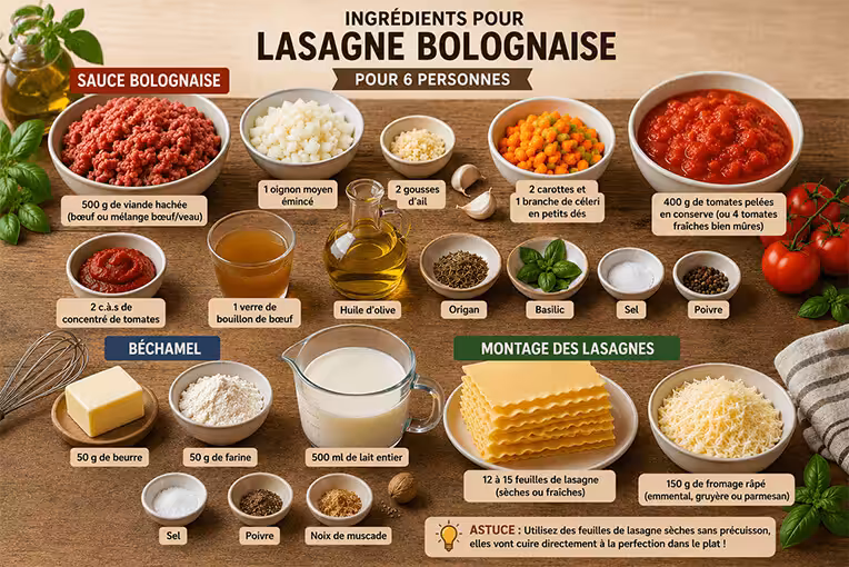 ingrédients lasagne bolognaise tunisie