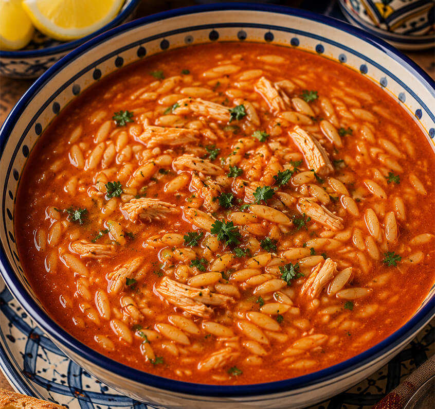 لسان عصفور
chorbet lsen 3asfour tunisie
La soupe langue d’oiseau au poulet